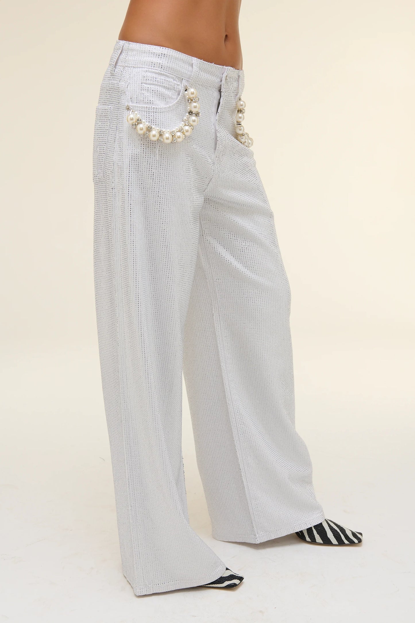 PANTALONE- JEANS STRASS WHITE